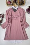 İki iplik penye tunik pembe HBS996