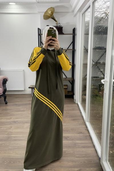 İki iplik kol şeritli elbise