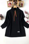 İki iplik Kapşonlu cepli sweatshirt Siyah SLT1494