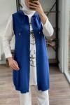 İki iplik fermuarlı yelek saks mavisi nfs1826