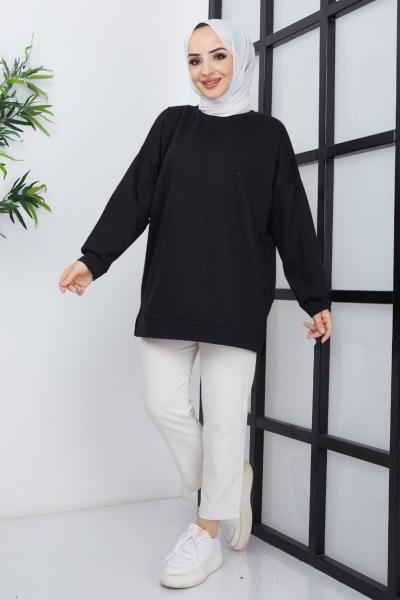 İki iplik tunik siyah TBT3003