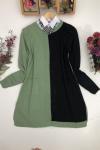 İki Renk cepli Triko Tunik Mint ANT1283
