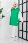İki renk Kapşonlu tunik Yeşil  SLT3010