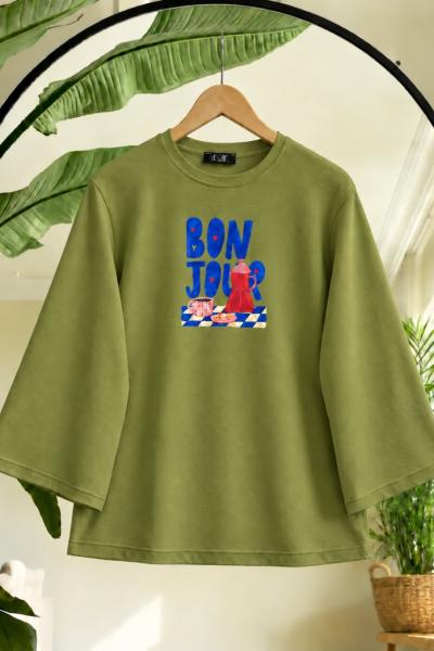İspanyol kol Bonjour Tunik Yeşil TB7520