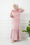 Kadife Elbise pembe UMS1246
