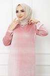 Kadife Elbise pembe UMS1246