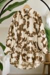 Kal Bağcıklı Desenli Keten Tunik camel NEW30303