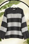 Kalın çizgili Yumoş triko Tunik bej SL17653