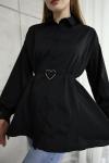 Kalp Kemerli Kloş Tunik Siyah DST30298