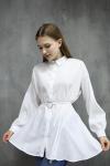 Kalp Kemerli Kloş Tunik Beyaz DST30298