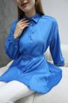 Kalp Kemerli Kloş Tunik mavi DST30298