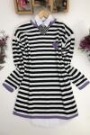 Kalpli çizgili Triko Tunik lila Fix1280
