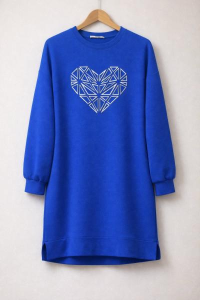 Kalpli iki iplik  tunik mavi SLT30139