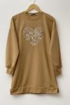 Kalpli iki iplik  tunik Bej SLT30139
