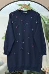 Kalpli  Nakış İşlemeli OYSHO Tunik lacivert DST2012