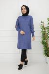 Kanavice İşlemeli tunik İndigo  PKL872