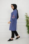Kanavice İşlemeli tunik İndigo  PKL872