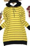 Kapşanlu Çizgili Triko Tunik Sarı  NFS14460