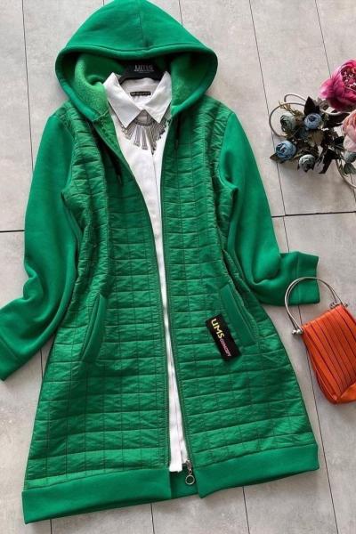 Kapşınlu Kısa  kapitone ceket Yeşil  UMS5013