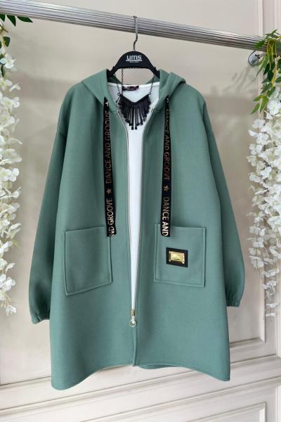 Kapşonlu fermuarlı Kısa Kaşe Kap Mintyeşili UMS50228