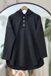 Kapşonlu Düğmeli Tunik Siyah BK9513
