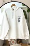 Kapşonlu polarlı sweat  beyaz UMS5014