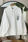 Kapşonlu polarlı sweat  beyaz UMS5014