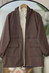 Kapşonlu  Cepli fermuarlı ceket Kahve NEW6014
