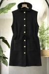 Kapşonlu  belden bağcıklı triko yelek  Siyah  TCN40153