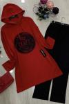 Kapşonlu Craft Baskılı Takım Kırmızı ums 785