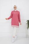 Kapşonlu Kol_Etek Ucu lastikli Tunik GülZNK935