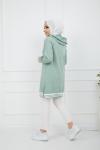 Kapşonlu Kol_Etek Ucu lastikli Tunik Mintyeşili ZNK935