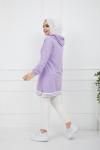 Kapşonlu Kol_Etek Ucu lastikli Tunik Lila ZNK935