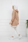 Kapşonlu Kol_Etek Ucu lastikli Tunik Camel  ZNK935