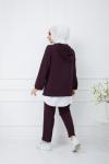 Kapşonlu Ayrobin Kumaş Takım mor  UMS977