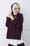 Kapşonlu Ayrobin Kumaş Takım mor  UMS977