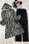 Kapşonlu kanguru cepli zebra desen takım siyah UMS1247