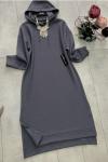 Kapşonlu uzun tunik elbise Griy UMS1260