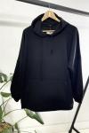 Kapşonlu kanguru cepli sweatshirt Siyah ADY1263