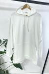 Kapşonlu kanguru cepli sweatshirt Beyaz ADY1263