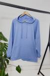 Kapşonlu kanguru cepli sweatshirt Mavi ADY1263