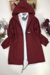 Kapşonlu cepli  yağmurluk Bordo SLT1294