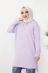 Kapşonlu Triko Tunik Lila ADY1303