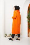 Kapşonlu uzun Baskılı tunik-elbise Turuncu ADY1302