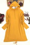 Kapşonlu cepli triko Tunik Sarı  NFS1325
