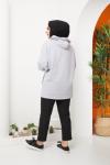 Kapşonlu kanguru cepli sweatshirt gri ADY1263