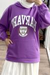 Kapşonlu sweat Shırt LİLA  ADY1249