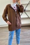Kapşonlu ceket kahve 1135