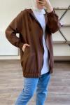 Kapşonlu ceket kahve 1135