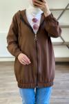 Kapşonlu ceket kahve 1135